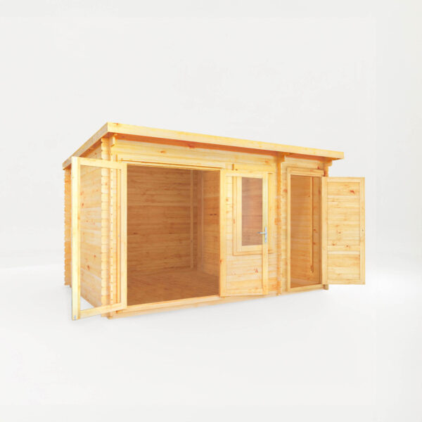 Mercia 14'x11' Elite Pent Log Cabin with Side Shed - 28mm - Image 6