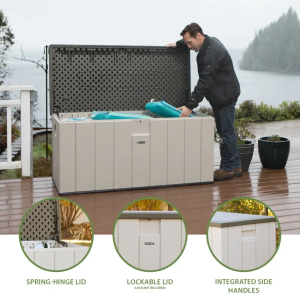 Lifetime 568 Litre Outdoor Storage Deck Box - Desert Sand (expected arrival into warehouse 08/01/2025) - Image 4