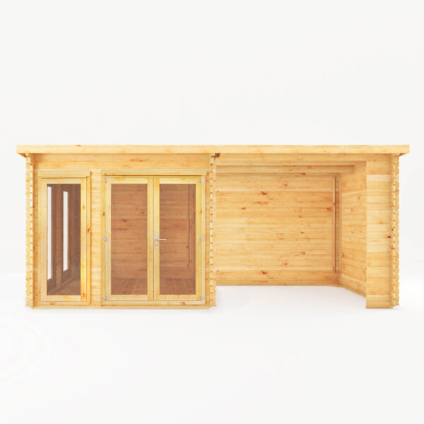 Mercia 20'x11' Studio Pent Log Cabin with Patio Area - 44mm - Image 3