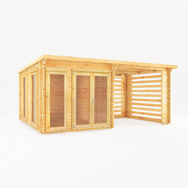 Mercia 20'x11' Studio Pent Log Cabin with with Slatted Area ? 34mm - Image 10