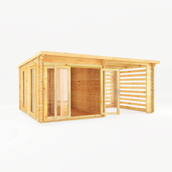 Mercia 20'x11' Studio Pent Log Cabin with with Slatted Area ? 34mm - Image 11