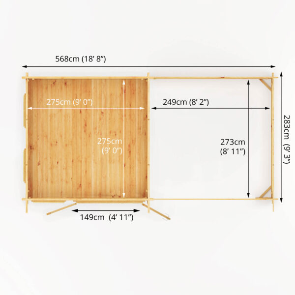 Mercia 20'x11' Studio Pent Log Cabin with with Slatted Area ? 34mm - Image 2