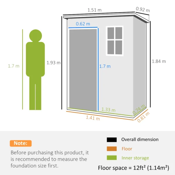 Outsunny 5'x3' Plastic Shed with Window - Grey - Image 5