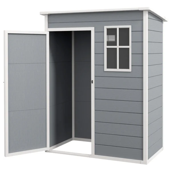 Outsunny 5'x3' Plastic Shed with Window - Grey