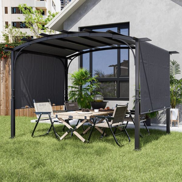 Living and Home 12x9 Metal Curved Outdoor Pergola- Dark Grey - Image 7