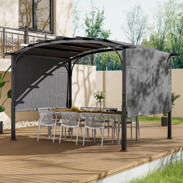 Living and Home 12x9 Metal Curved Outdoor Pergola- Dark Grey - Image 6