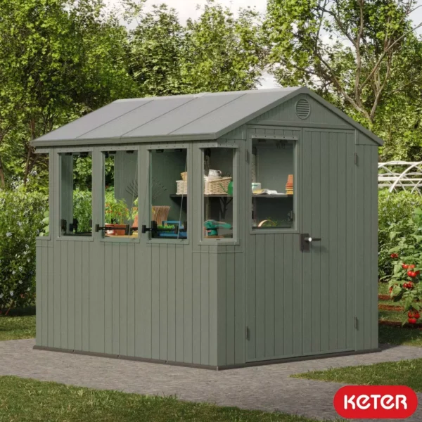 Keter 6'x8' Plastic Potting Garden Shed - Green