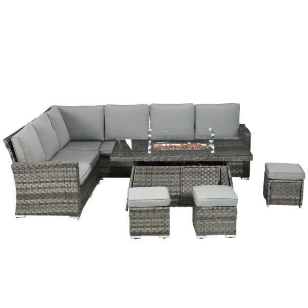 Outsunny 7 Piece PE Rattan Garden Furniture Set - Mixed Grey - Image 2