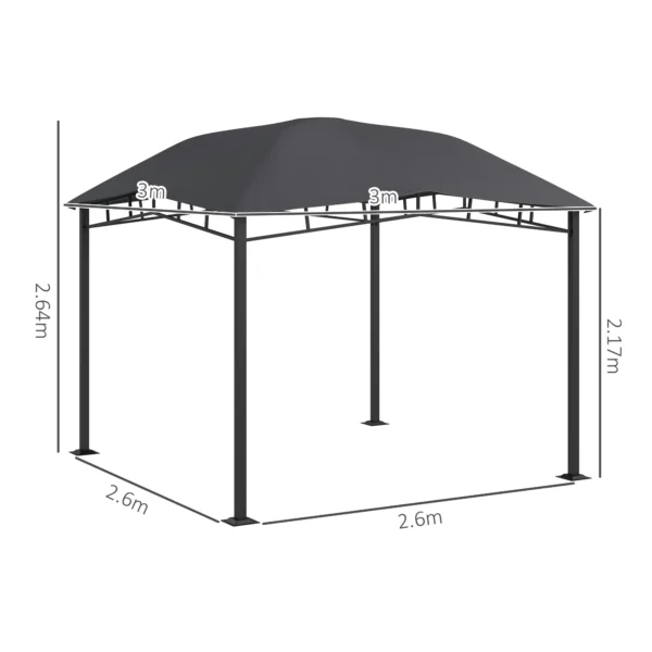 OutSunny 10’x10' Metal Garden Gazebo Pavilion - Grey - Image 2