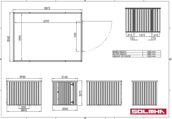 Solhma 7'x9' KDC+ Heavy Duty Metal Storage Container - Anthracite Grey - Image 7