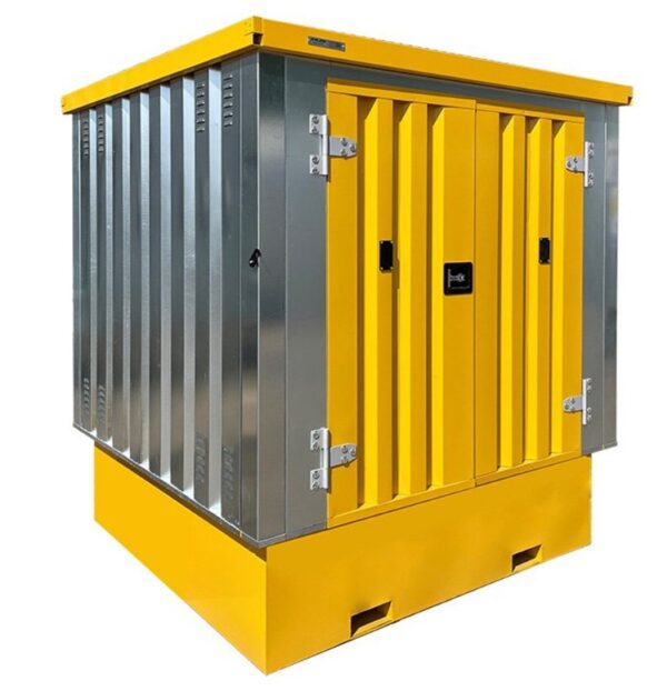 Solhma 6'x6' KDC+ IBC Heavy Duty Metal Chemical Storage Container - Galvanised/Yellow - Image 4