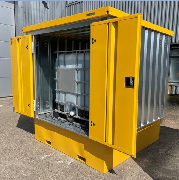 Solhma 6'x6' KDC+ IBC Heavy Duty Metal Chemical Storage Container - Galvanised/Yellow - Image 10