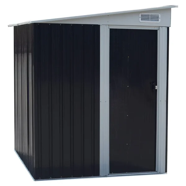 Living and Home 5'x7' Lean To Metal Shed - Charcoal Black - Image 4