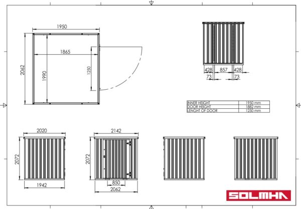 Solhma 7'x6' KDC+ Heavy Duty Metal Storage Container - Anthracite Grey - Image 3