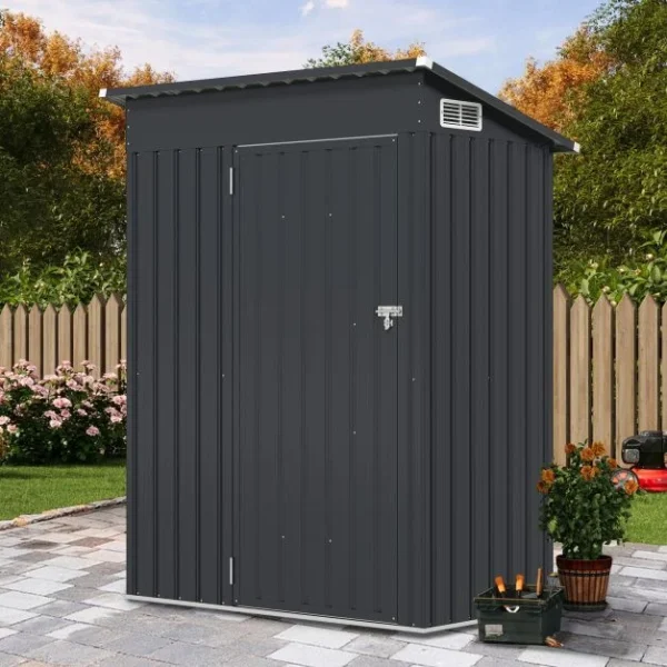 Pro-Tect 5'x3' Metal Pent Shed with Air Vent – Dark Grey - Image 2