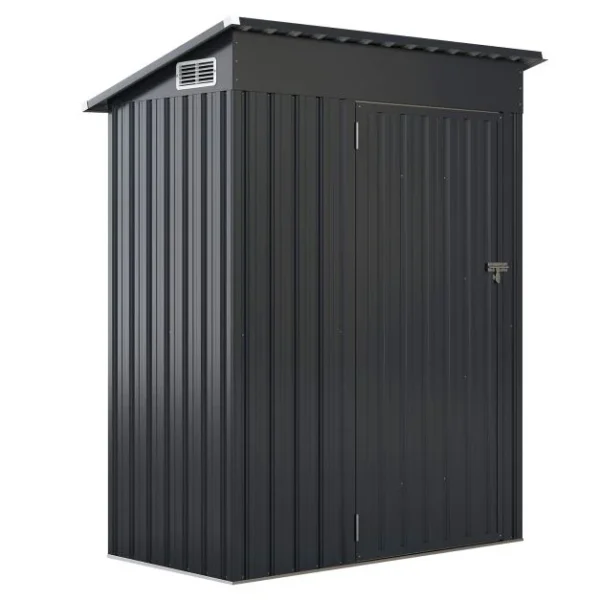 Pro-Tect 5'x3' Metal Pent Shed with Air Vent – Dark Grey