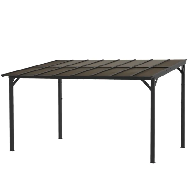 OutSunny 10’x14′ Metal Lean To Pergola - Dark Grey