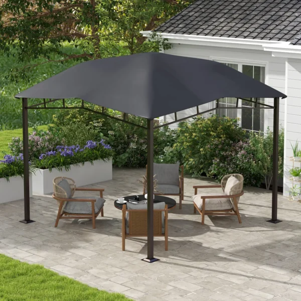 OutSunny 10’x10' Metal Garden Gazebo Pavilion - Grey - Image 3