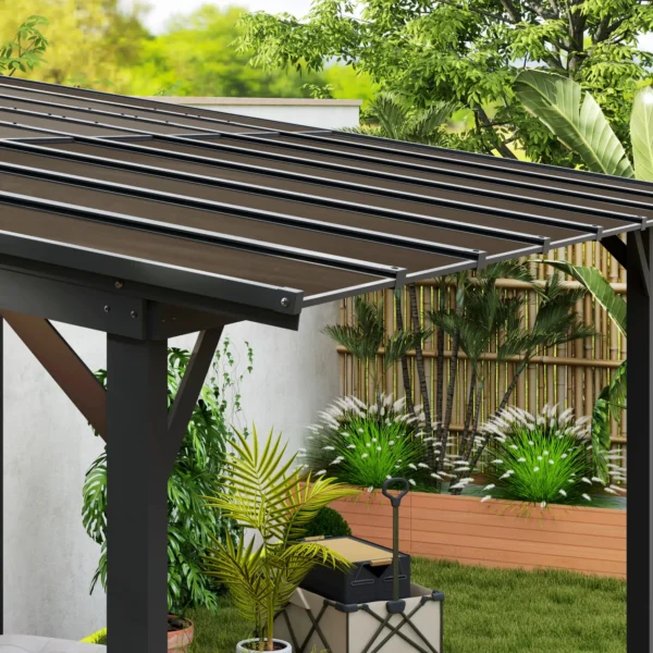 OutSunny 10’x14′ Metal Lean To Pergola - Dark Grey - Image 4