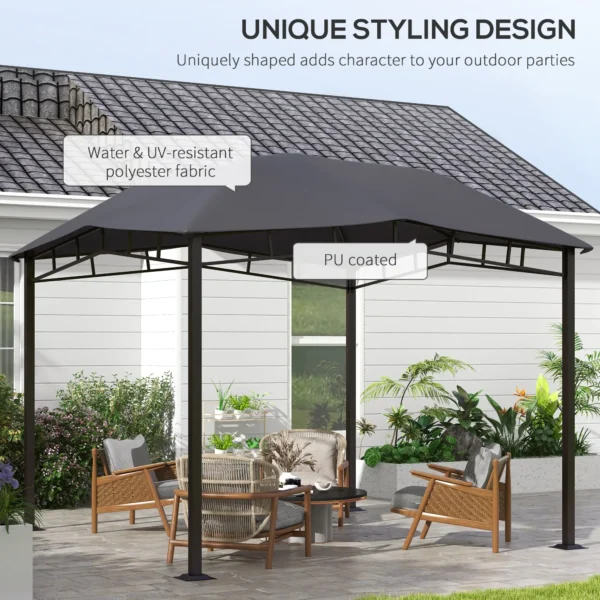 OutSunny 10’x10' Metal Garden Gazebo Pavilion - Grey - Image 5