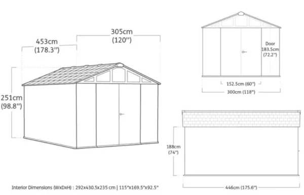 Keter 10'x15' Stronghold Heavy Duty Plastic Shed - Grey - Image 13