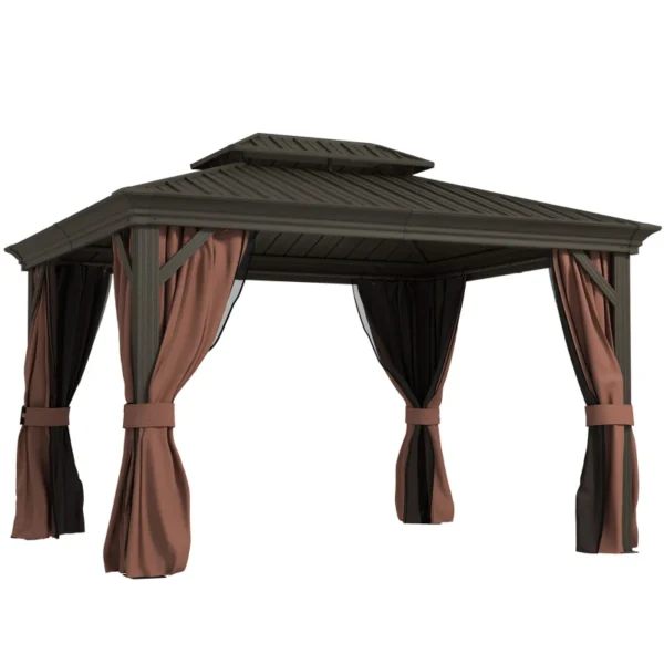 OutSunny 12x10 Aluminium Hardtop Gazebo -  Dark Brown - Image 10