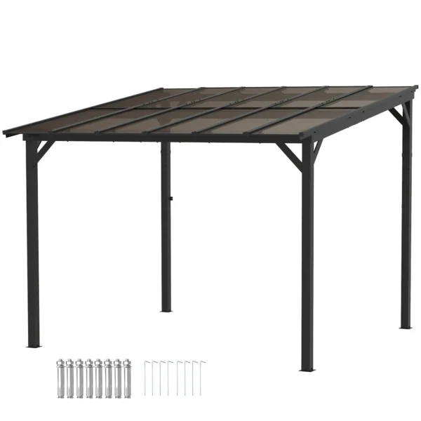 OutSunny 10’x10′ Metal Lean To Pergola - Dark Grey - Image 8