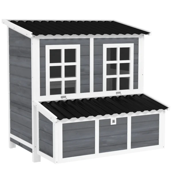 Outsunny PawHut Wooden Chicken Coop with Nesting Box - Light Grey