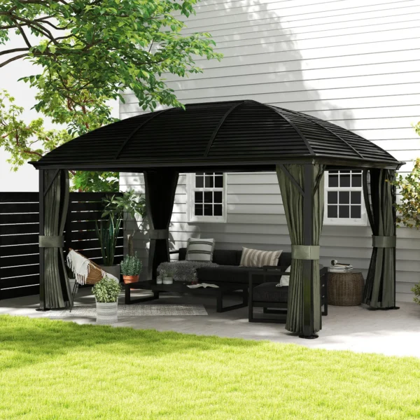 Outsunny 10x13 Hardtop Gazebo Pavilion Canopy - Dark Grey - Image 8