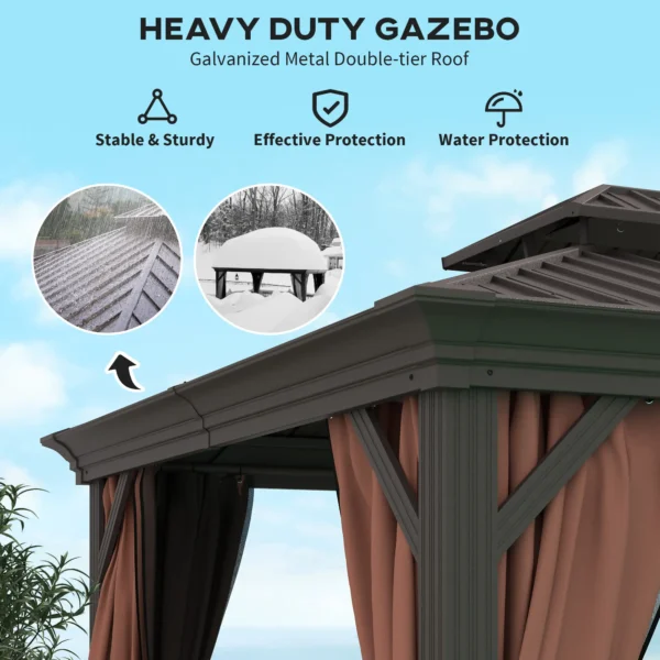 OutSunny 12x10 Aluminium Hardtop Gazebo -  Dark Brown - Image 11