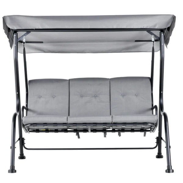 Outsunny Metal 3 Seater Porch Swing Chair Bench - Grey