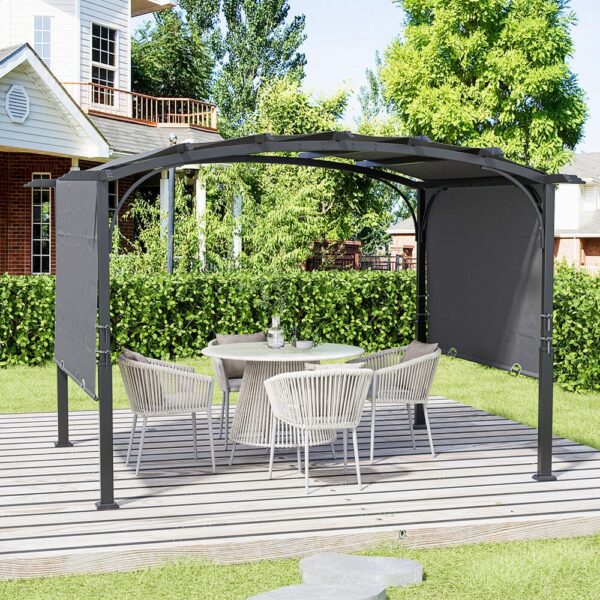 Living and Home 12x9 Metal Curved Outdoor Pergola- Dark Grey - Image 8