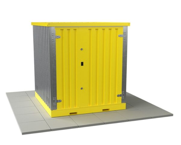 Solhma 6'x7' KDC+ Heavy Duty Metal Chemical Storage Container - Galvanised/Yellow - Image 3