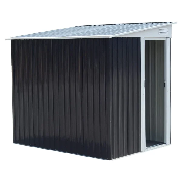 Living and Home 5'x7' Lean To Metal Shed - Charcoal Black - Image 6