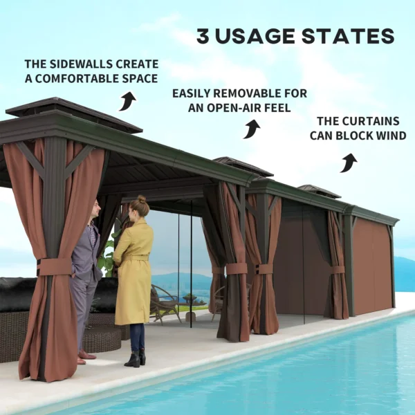 OutSunny 12x10 Aluminium Hardtop Gazebo -  Dark Brown - Image 9