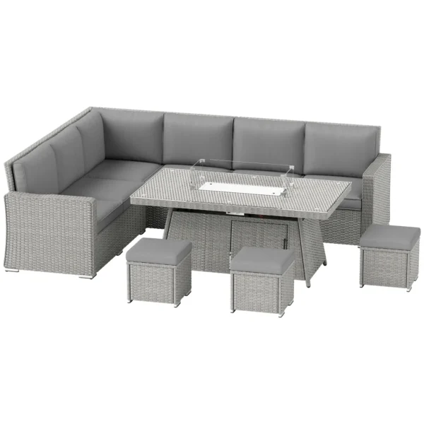 Outsunny 7 Piece PE Rattan Garden Furniture Set - Grey - Image 2