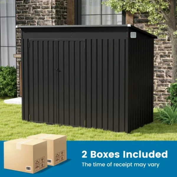 Pro-Tect 8'x4' Double Hinged (Dual Entrance) Metal Pent Shed -  Dark Grey - Image 11