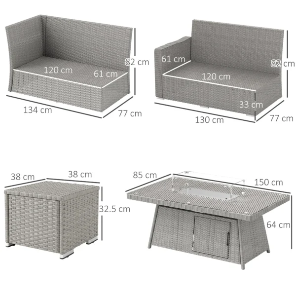 Outsunny 7 Piece PE Rattan Garden Furniture Set - Grey - Image 9