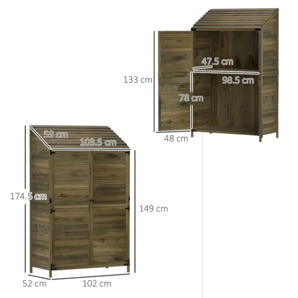 Outsunny 3' x 2' Lean To Wooden Garden Shed - Green - Image 9