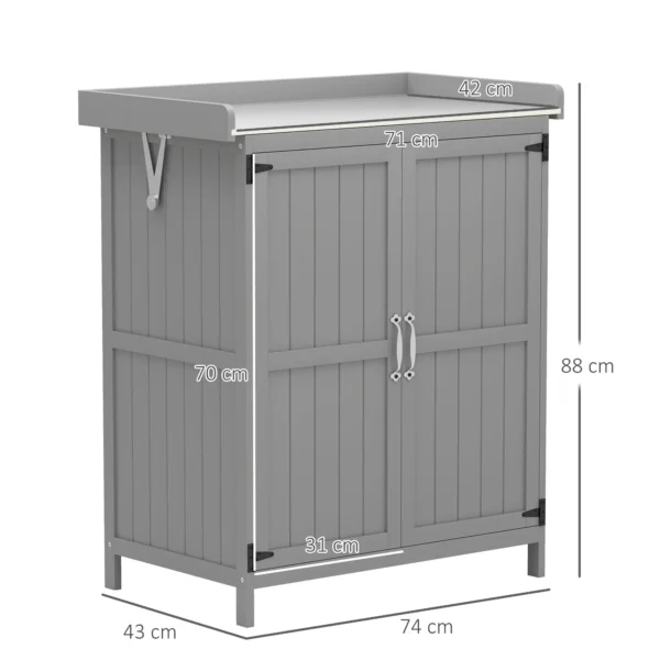 Outsunny 2' x 1.5' Compact Wooden Storage Unit - Grey - Image 11