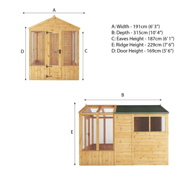 Mercia 10'x6' Woodsman Timber Apex Styrene Combi Greenhouse - Image 16