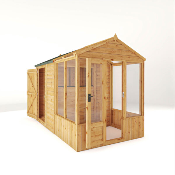 Mercia 10'x6' Woodsman Timber Apex Styrene Combi Greenhouse - Image 2