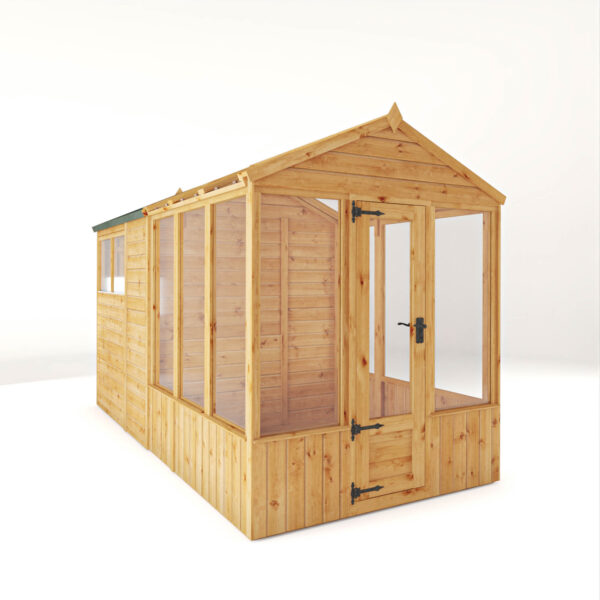 Mercia 12'x6' Woodsman Timber Apex Styrene Combi Greenhouse - Image 3