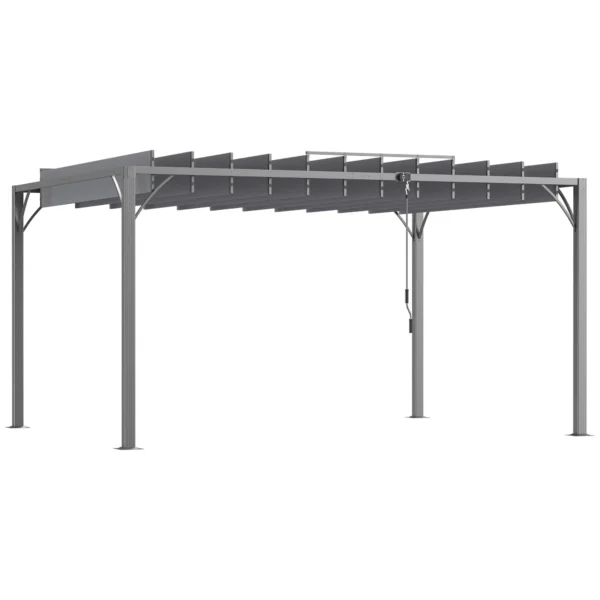 OutSunny 13'x10′ Metal Retractable Pergola - Grey - Image 3