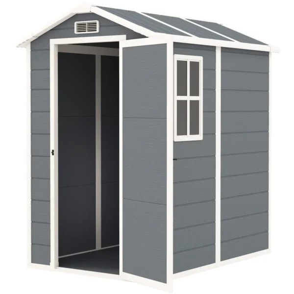 Outsunny 4'x6' Plastic Garden Storage Shed with Window - Grey