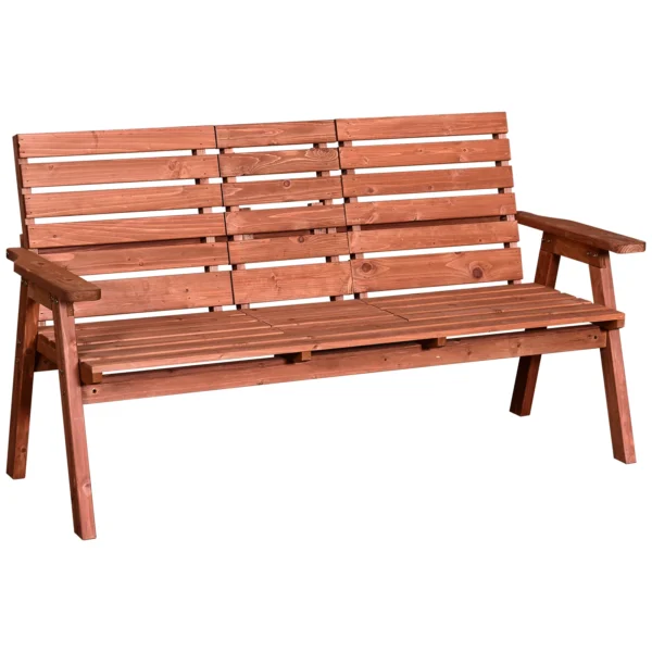 Outsunny Fir Wood Convertible 2 to 3 Seater Timber Garden Bench - Image 2