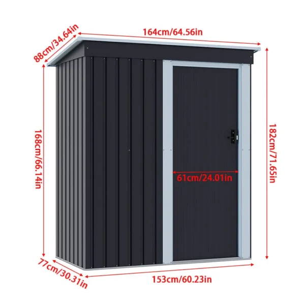 Living and Home New Edition 5x3 Metal Pent Shed - Charcoal Black (Coming Soon) - Image 5