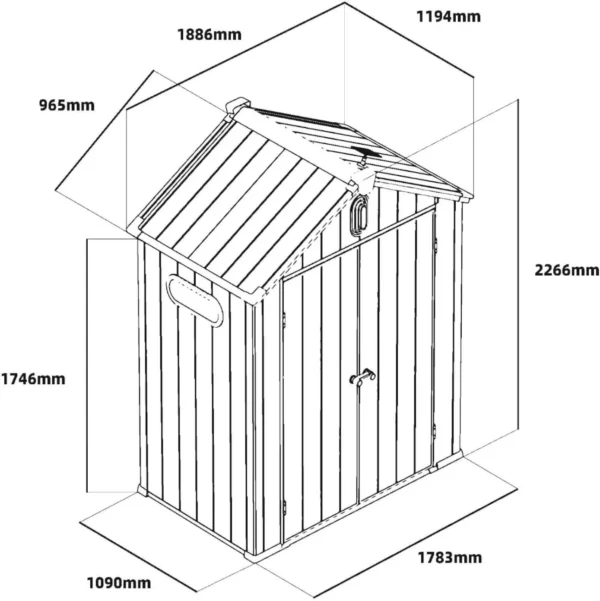 Pro-Tect 6'x4' Grand Outdoor Apex Garden Plastic Shed - Image 10