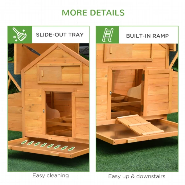 Outsunny PawHut Wooden  Chicken Coop with Nesting Boxes and Tray - Image 2