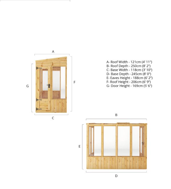 Mercia 8'x4' Woodsman Timber Lean To Styrene Greenhouse - Image 14